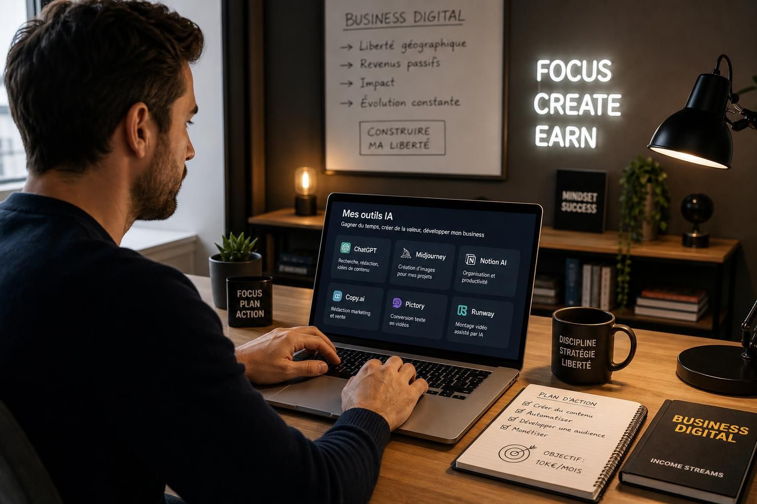 découvrez comment créer une activité secondaire rentable en utilisant l'intelligence artificielle pour optimiser vos revenus et maximiser votre temps.